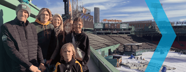 Employee's family in hockey fan clothing at the NHL Winter Classic