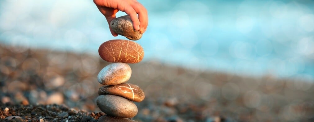 cairn of rocks on a beach