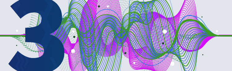 illustration of many sound waves in multiple colors, the colors lend a sense of calm