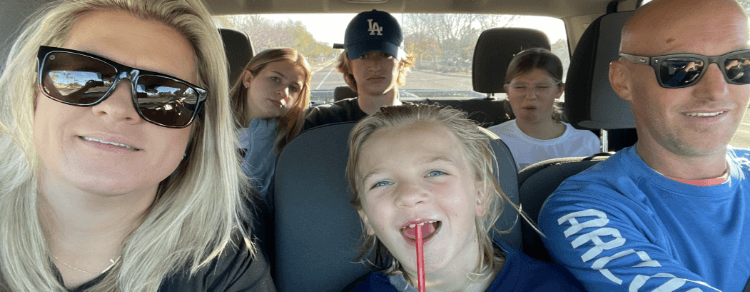 Maher family in truck on the way to the NHL Winter Classic