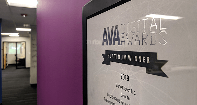 AVA Digital Marketing Award as displayed in the MarketReach offices