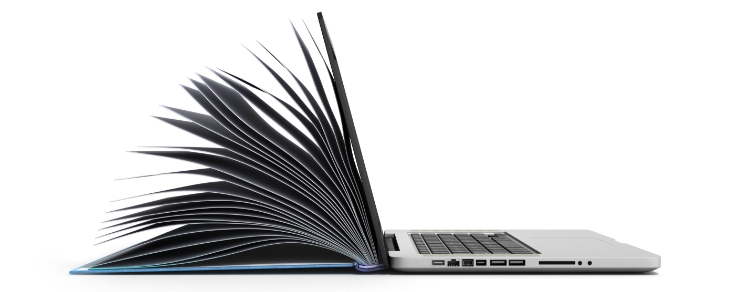 open laptop that looks like it turns into a book