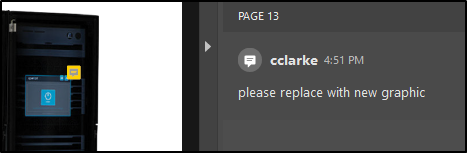Sticky note markup shown with please replace with new graphic in comment
