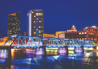 Grand Rapids nighttime skyline