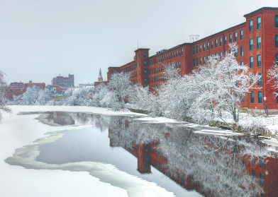 Nashua downtown winter river scene