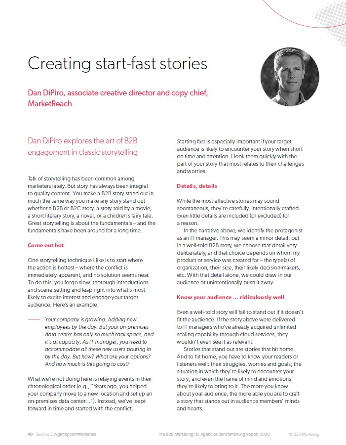 Screenshot of storytelling article from B2B marketing report