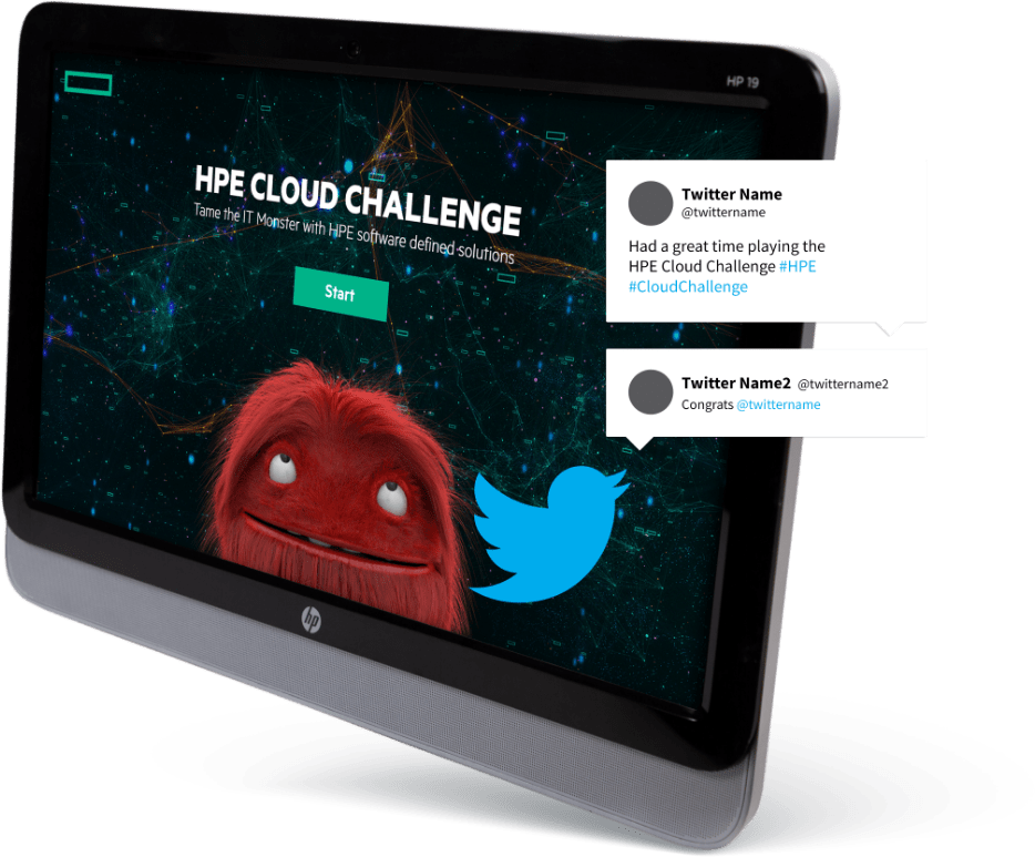 Automatic tweets announce leaders’ names event-wide and invite others to play.